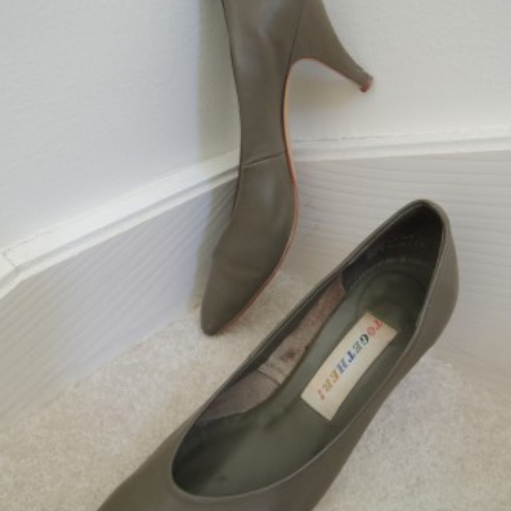 Ladies Shoes Size 8 1/2 M Olive Green Lthr 3" Heel